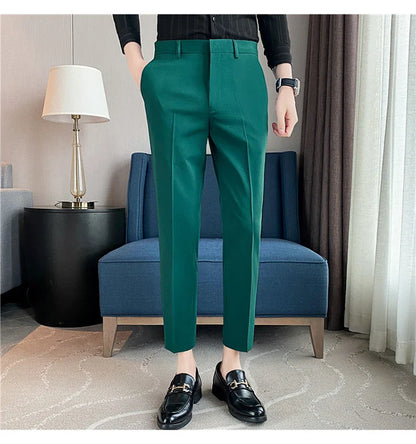 Men Solid Boutique Suits Pants Male Formal Wear Wedding Dress Trousers Quality Men British Style Business Casual Suit Pants 36