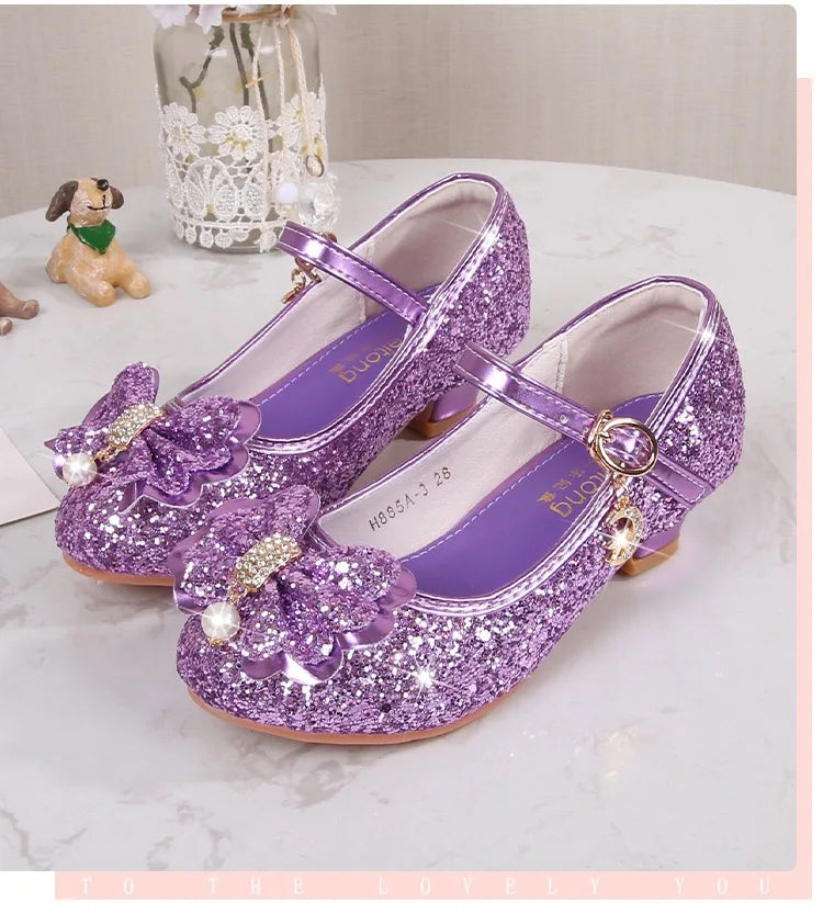 Baby Girls Princess Shoes Party Butterfly Crystal High Heels Sandal Children Dance Glitter Diamond Shoe Kids Walk Show Shoes
