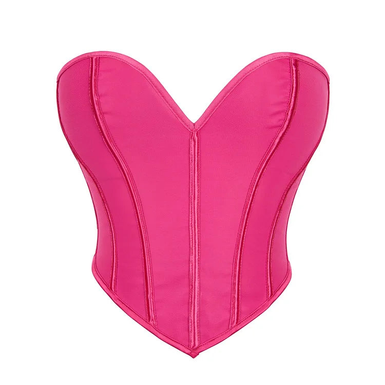 Women Fashion Corset Crop Top Lace Up Brocade Overbust Bustiers Body Shaper Lingerie Sexy Woman Push Up Corselet