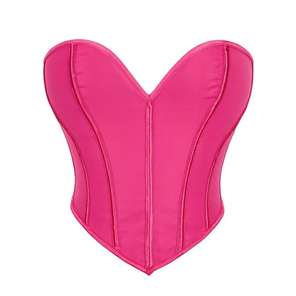 Women Fashion Corset Crop Top Lace Up Brocade Overbust Bustiers Body Shaper Lingerie Sexy Woman Push Up Corselet