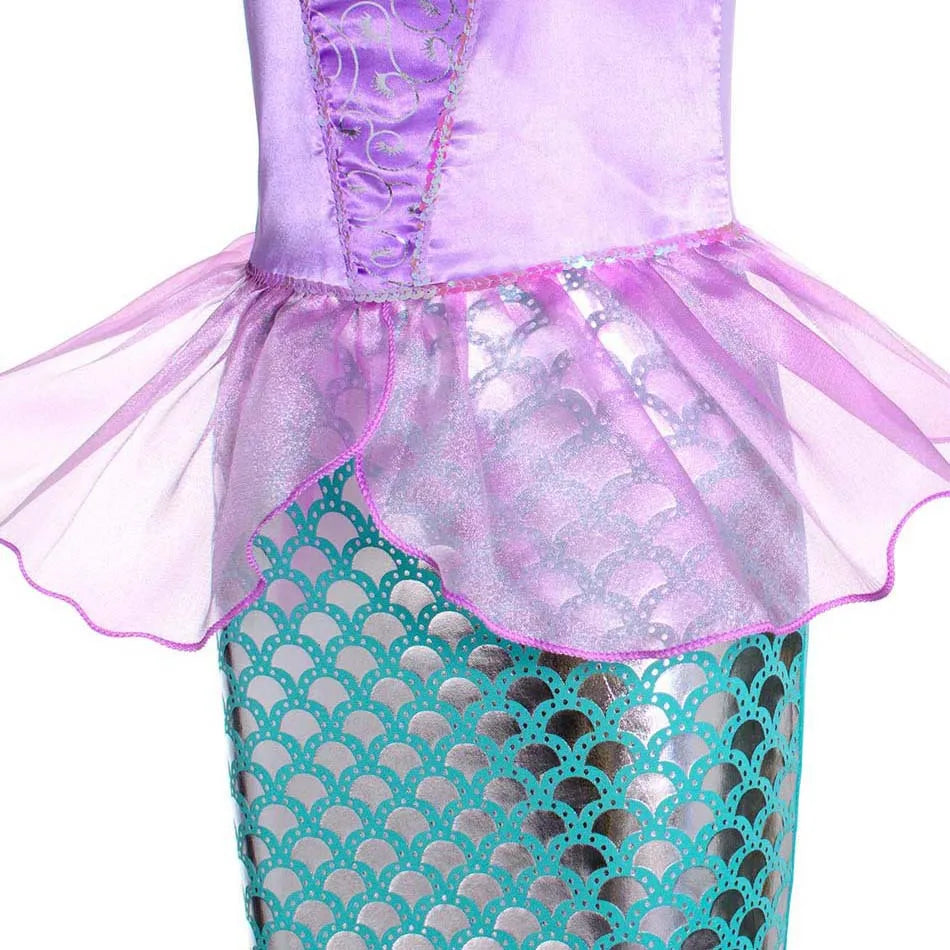 Little Mermaid Ariel Princess Dress for Girl Cosplay Mermaid Party Costume Princess Fancy Vestidos Children Carnival Clothes