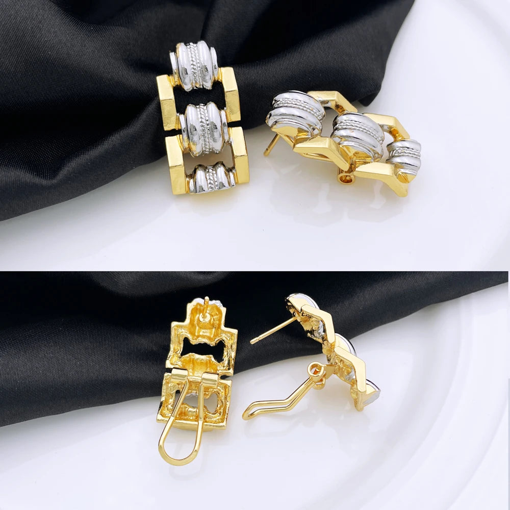 Conjunto de Joias de Alta Qualidade para Mulheres Dubai Nigéria Joias de Festa Colar Brincos Pulseira e Anel Presente para Festa de Casamento