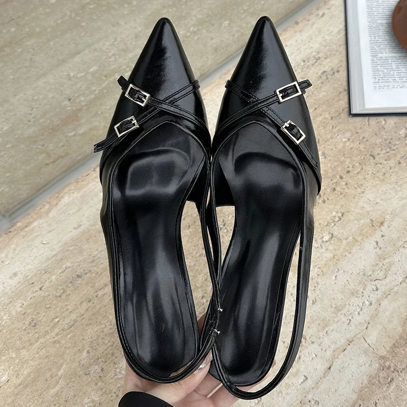 Big Size Footwear Wine Red Women High Heels Shoes Fashion Pointed Toe Pumps Ladies Thin Heels Shoes  Female Slingbacks Slides