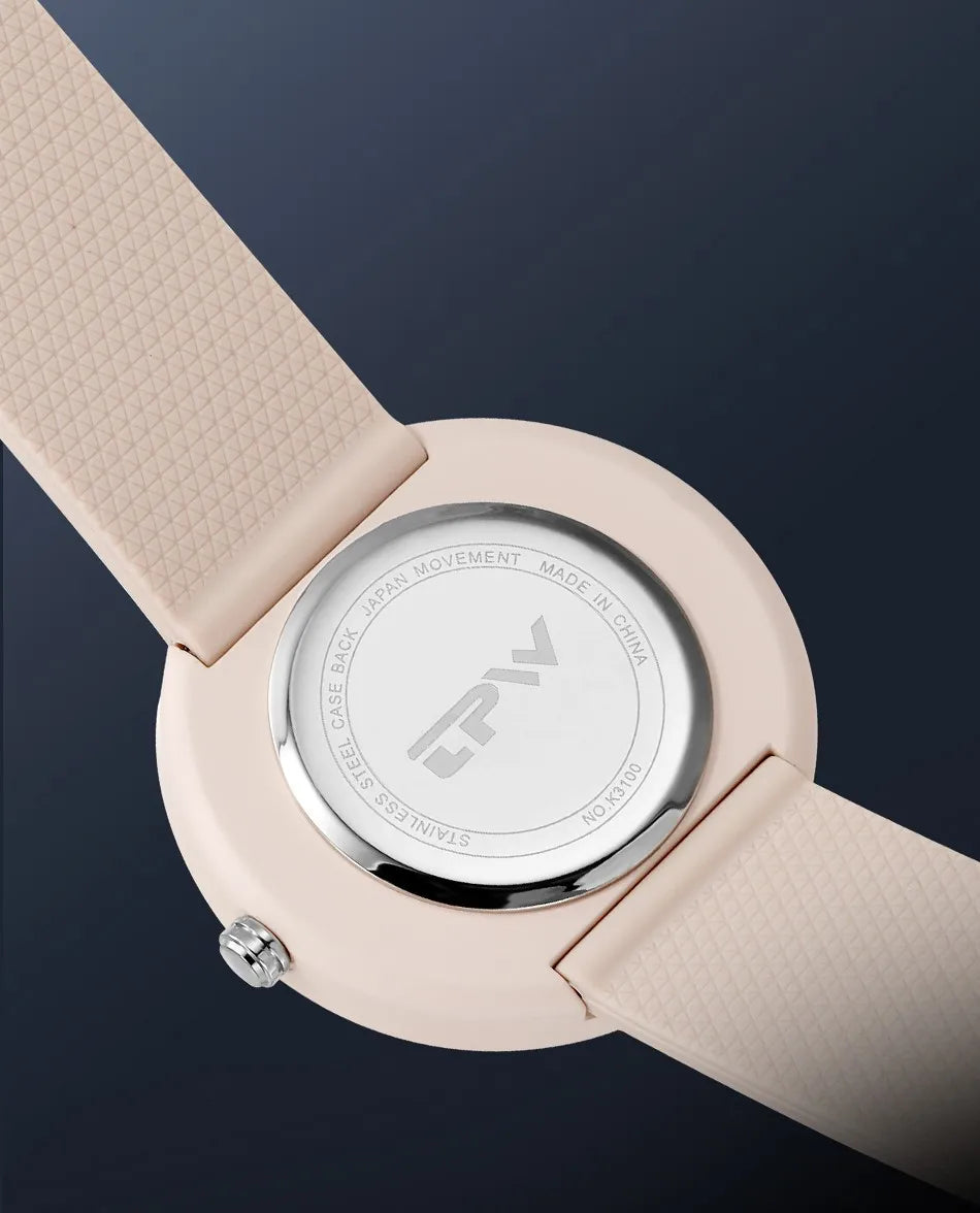 Minimalism Watch For Women 41mm Case with PVD Finish Rubber Strap