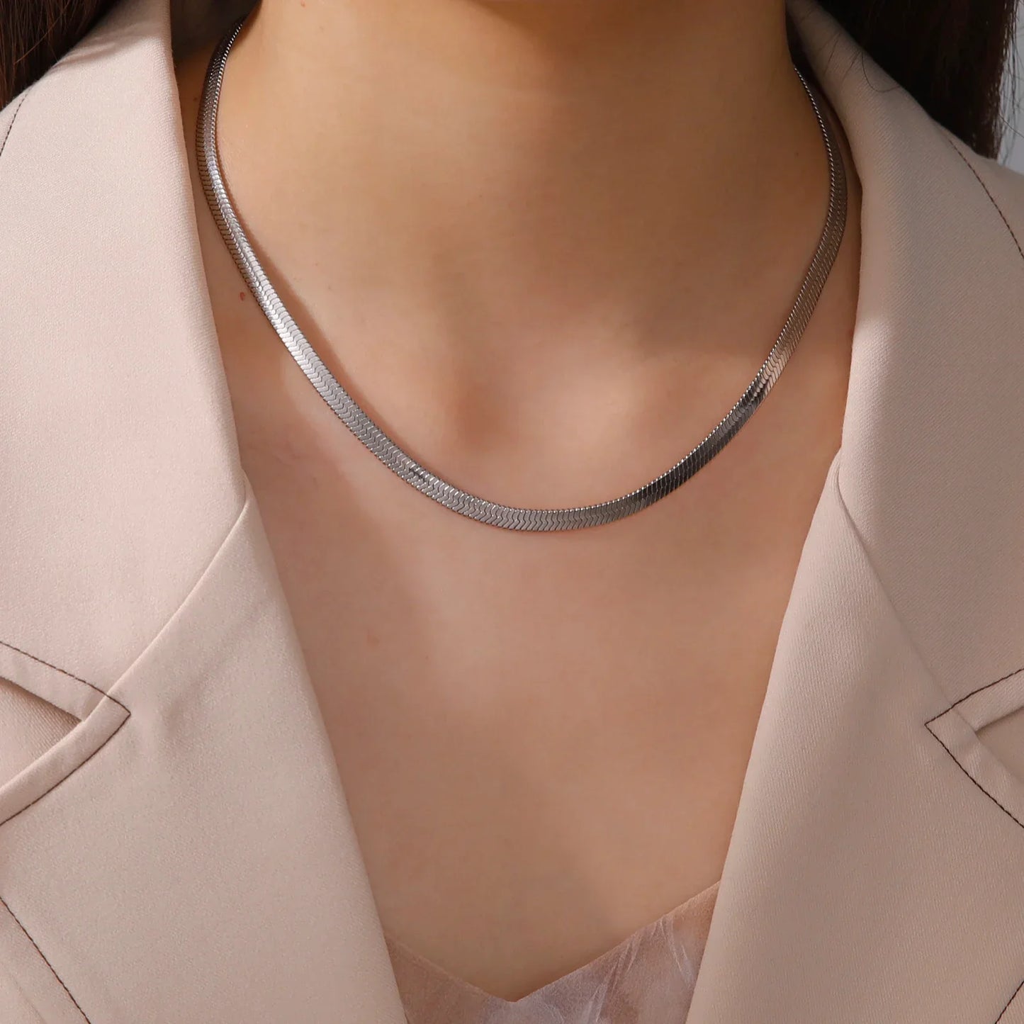 Stainless Steel Snake Chain Necklace for Women Men Gold Color Herringbone Choker Neck Chains 2026 Trend Jewelry Gift Hot