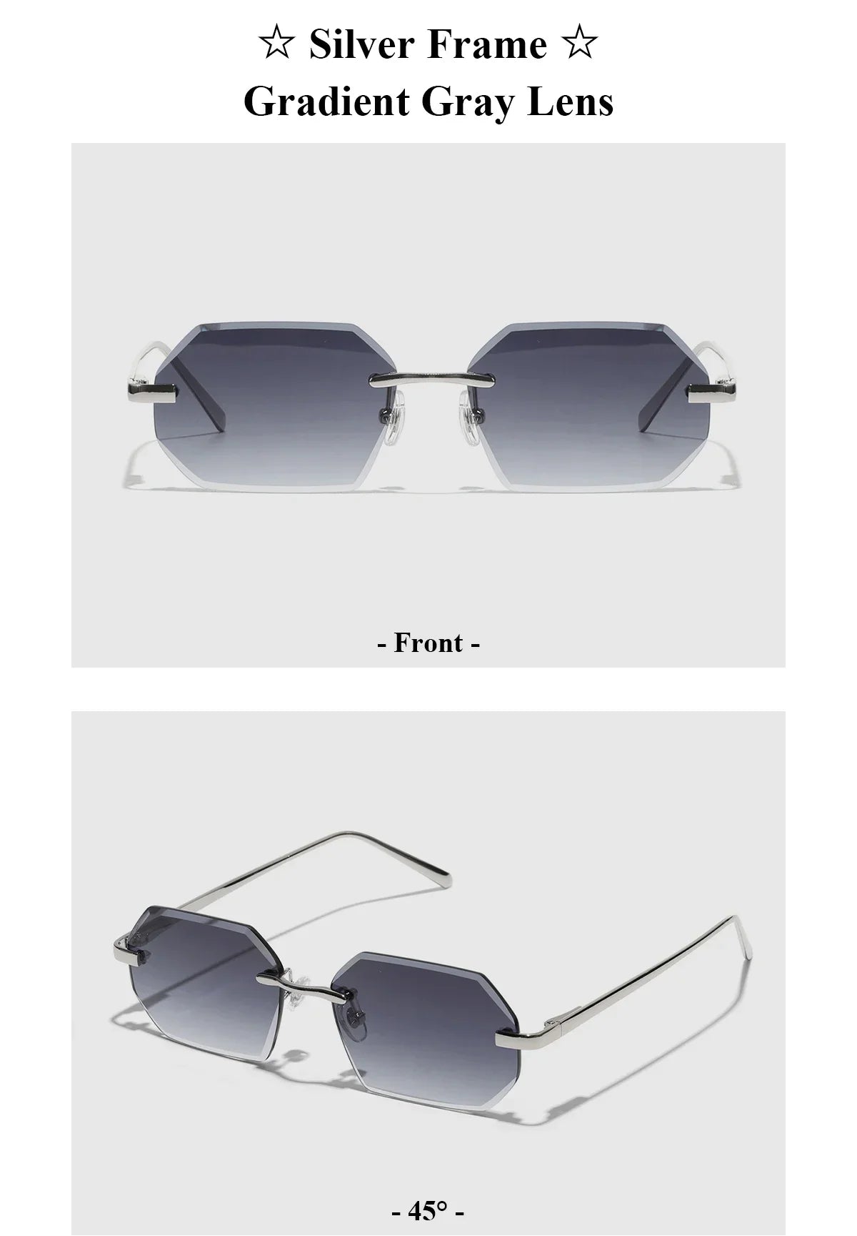 Sunglasses Men Brand Designer Fashion Rimless Sun Glasses Shades Diamond Cut Lens Ladies Frameless Metal Eye glasses