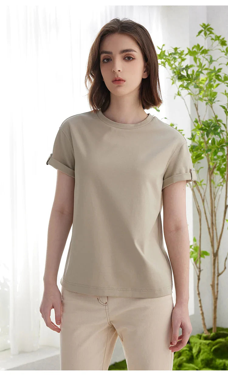 Summer Short Sleeved Clothes Premium Luxury Women's Clothing Combed Cotton Tshirts pima cotton Tee Shirt