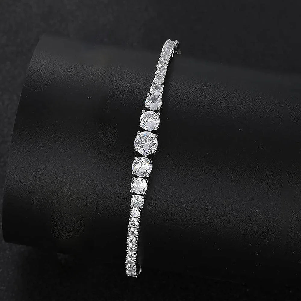 Full Moissanite Tennis Bracelet for Women with Certificate 3-5mm Size Gradient Lab Diamond Bracelets S925 Silver Plated 18K Gold