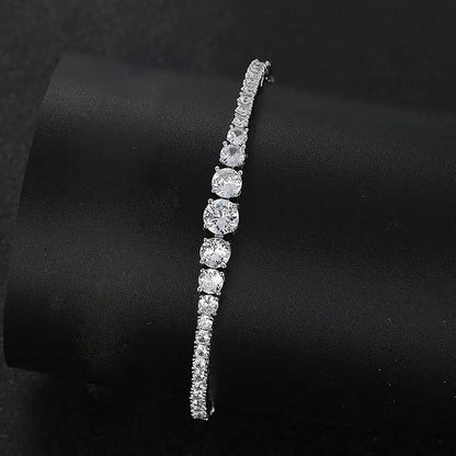 Full Moissanite Tennis Bracelet for Women with Certificate 3-5mm Size Gradient Lab Diamond Bracelets S925 Silver Plated 18K Gold