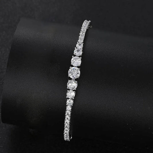 Full Moissanite Tennis Bracelet for Women with Certificate 3-5mm Size Gradient Lab Diamond Bracelets S925 Silver Plated 18K Gold
