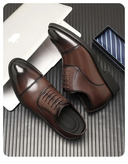 2026 Height Increase 8cm Leather Shoes Men Business Leather Wedding Shoes Men