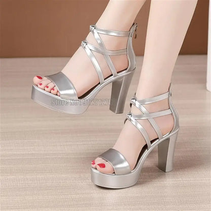 Girl Women Sandal Leather Sole High Heel Summer Shoes