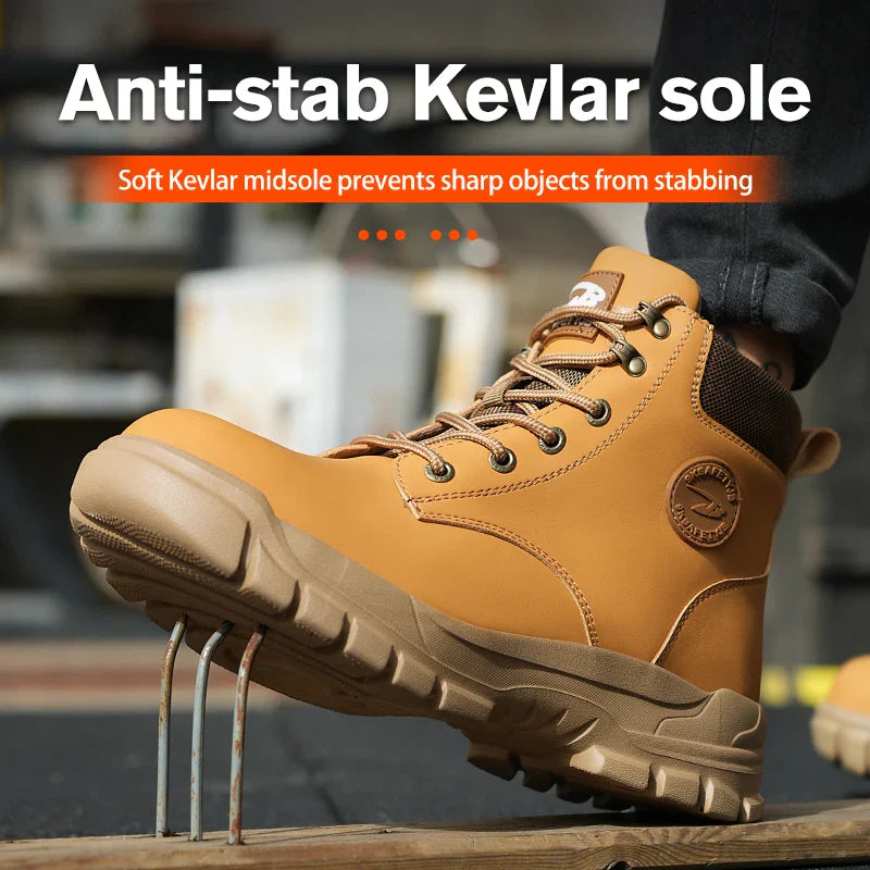 High Top Men Work Shoes Anti-Puncture Anti-smash Work Sneakers Slip Resistant Comfortable Soft Water Resistant Work Hiking Boots