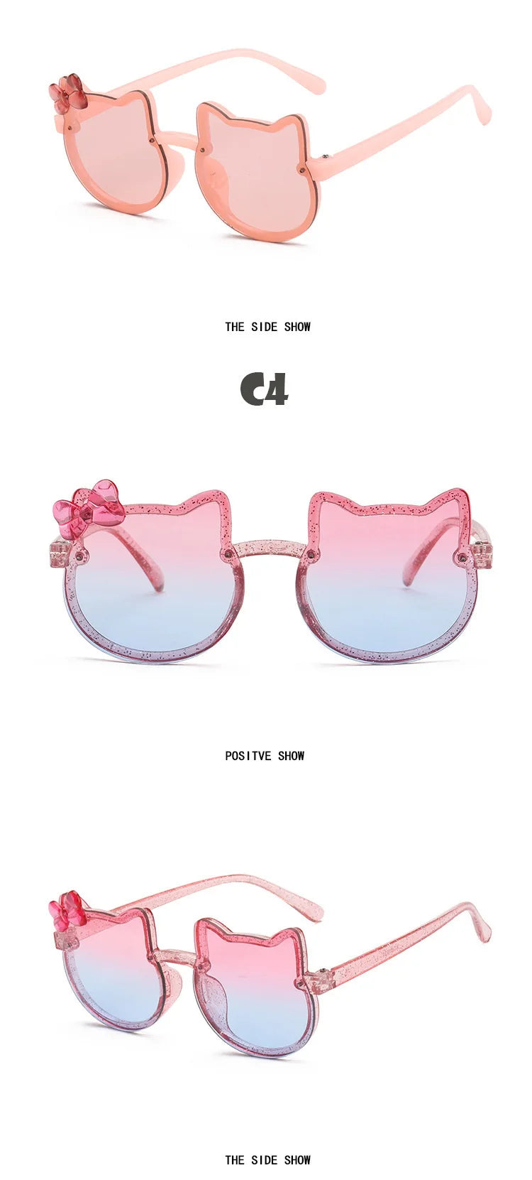 Kids Sunglasses Girls Boys Shiny Bowknot Sun Glasses Lovely Cat Children Eyewear Fashion Gradient Eyeglasses UV400