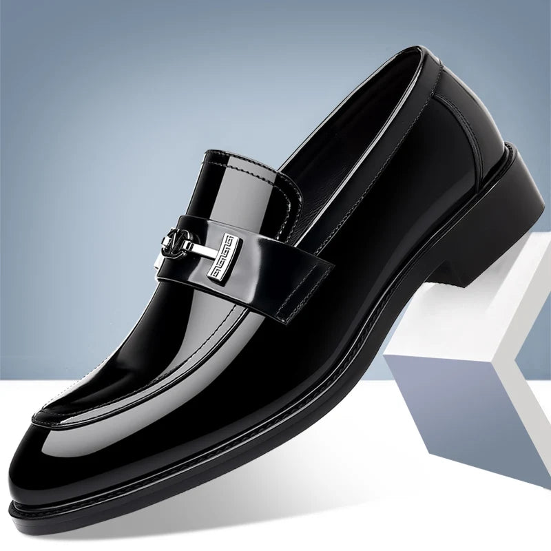Men's Leather Shoes Genuine Leather High-end Brand One-pedal Formal Business 2025 New Shoes Glossy Doudou  Wedding  Dress Shoes
