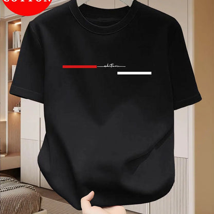 100% cotton men's loose T-shirt fashionable whatever letter pattern printed short sleeved round neck casual top