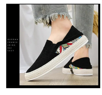 Sapatilhas Casuais Masculinas de Lona Tênis Masculino Slip-on Vulcanizado Confortáveis Sapatilhas Masculinas Mocassins Sapatos de Condução Zapatos Hombre