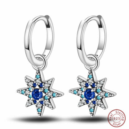 New in 925 Silver Romantic Feather Moon Stars Dream Catcher Earrings For Women Trending Fashion Jewelry Creative Birthday Gifts