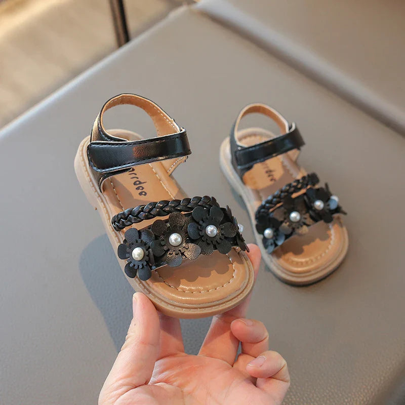 2026 High Quality Girls Sandals Flower Sweet Soft Children's Beach Shoes Kids Cute Summer Floral Sandals Princess Fashion 22-31