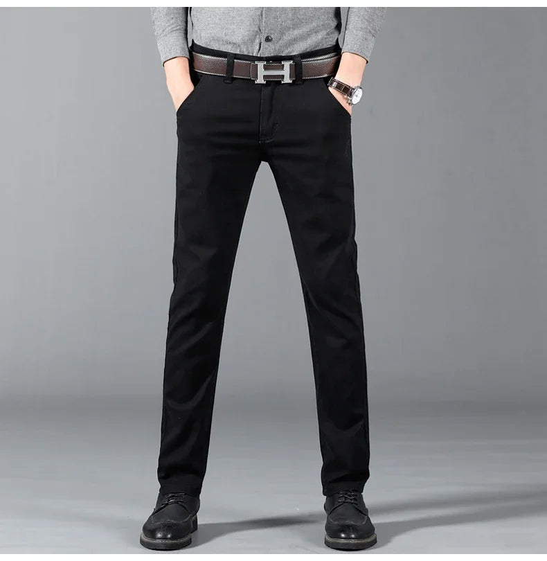 6 Color Men Slim Casual Pants New Classic Business Fashion Comfortable Stretch Cotton Elastic Straigh Trousers Male