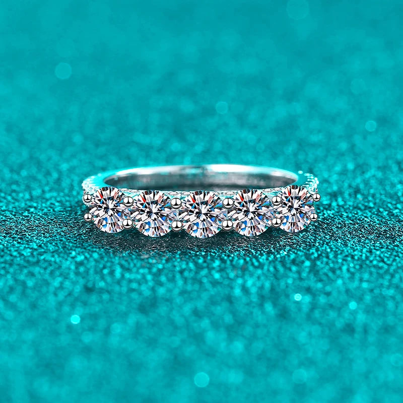 4mm Moissanite Ring 925 Sterling Sliver Solid with White Gold Plated Eternity Band Wedding Engagement Rings For Women