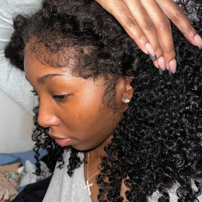 Curly 13x4 HD Swiss Lace Frontal Human Hair Wig Pre Plucked with Natural Full Edges and Baby Hair for Women