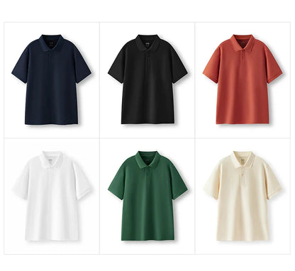 Polo Shirt Men Moisture Wicking Solid Color Short Sleeve T-Shirt 2025 Summer New Slim Fit Top for Active Wear