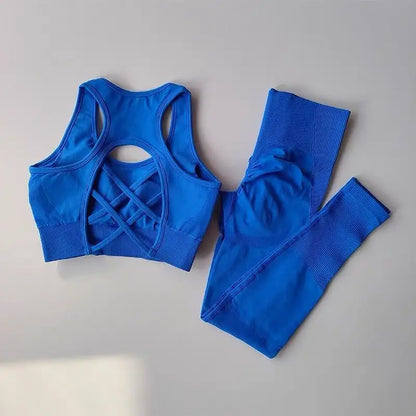 Sexy Back Design Fitness Bra for Women Pilates Shock-Proof Running  Training Tight Sports Pants Yoga Outfit Set
