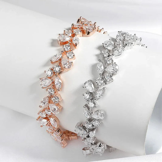 16.8-20.4CTTW Luxury Water Drop Moissanite Bracelet Wedding Female Jewelry Full Diamond Sterling Silver Bangle Plated 18K