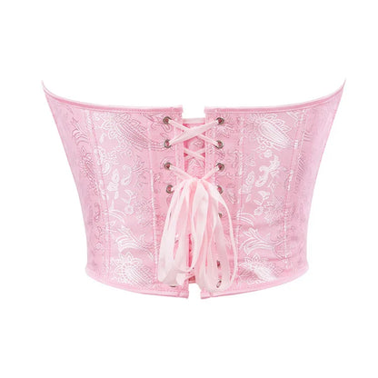 Women Fashion Corset Crop Top Lace Up Brocade Overbust Bustiers Body Shaper Lingerie Sexy Woman Push Up Corselet