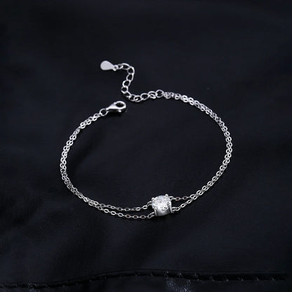 1CT D Color Moissanite Bracelet 925 Sterling Silver Delicate Double Layer Bracelets For Bridal Wedding Fine Jewelry Gifts
