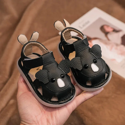 Summer Children Shoes Baby Girls Boys Genuine Leather Sandals Soft Sole Anti Slip Toddler Shoes Cartoon Kids Brach Sandals