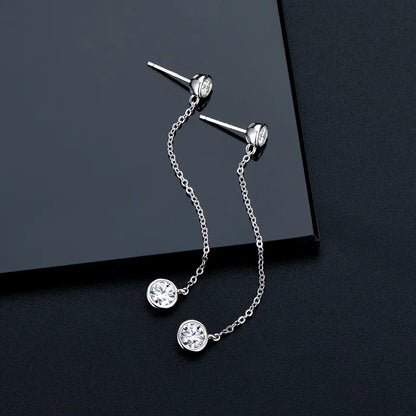 Real 0.8 Carat Moissanite Diamond Drop Earrings Women’s S925 Silver Plated PT950 Long Tassel Dangle Earring Fine Jewelry