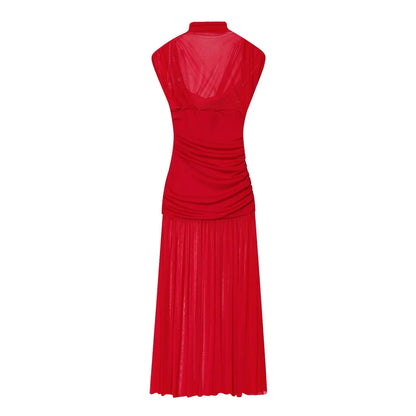 Spring Summer Elegant Women Dresses Wedding Guest Ladies Patch Work Tulle Dresses Valentine‘s Day Woman Dresses