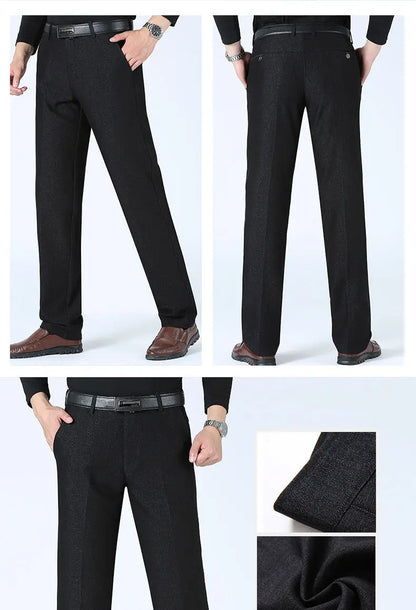 Autumn Summer New Men's Slim Business Pants Fashion Stretch Thicken Casual Trousers Brand Solid Pant Black Navy Plus Size GOZBKF