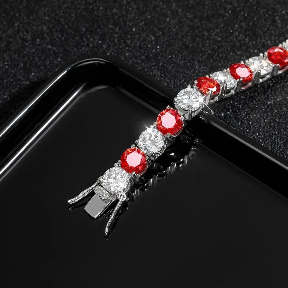 Full 3/4/5/6.5MM D Color Blue Green White Moissanite Tennis Bracelet for Men Women S925 Silver All Diamond Link Bracelets