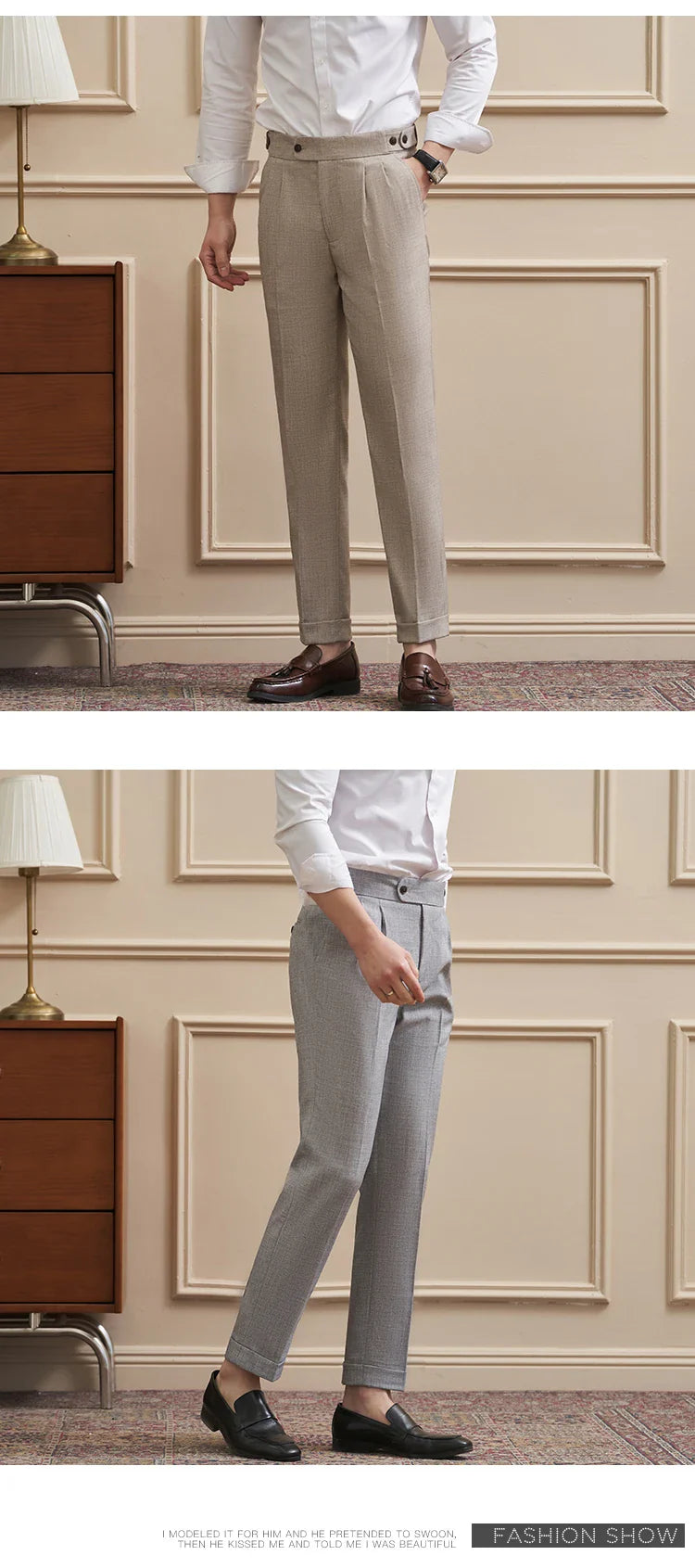 Neapolitan-Style Men‘s Cuffed Ankle Trousers | Slim Fit | Spring/Summer New Arrival