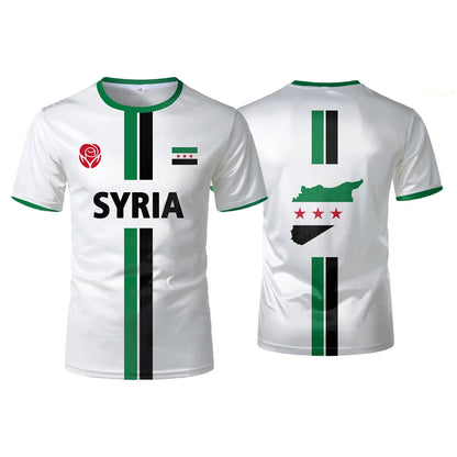 Syria Football T-Shirt Summer Sports Breathable Quick-drying Men's Tops Syrian Flag Map Print Short Sleeve Jersey Kid's Clothes