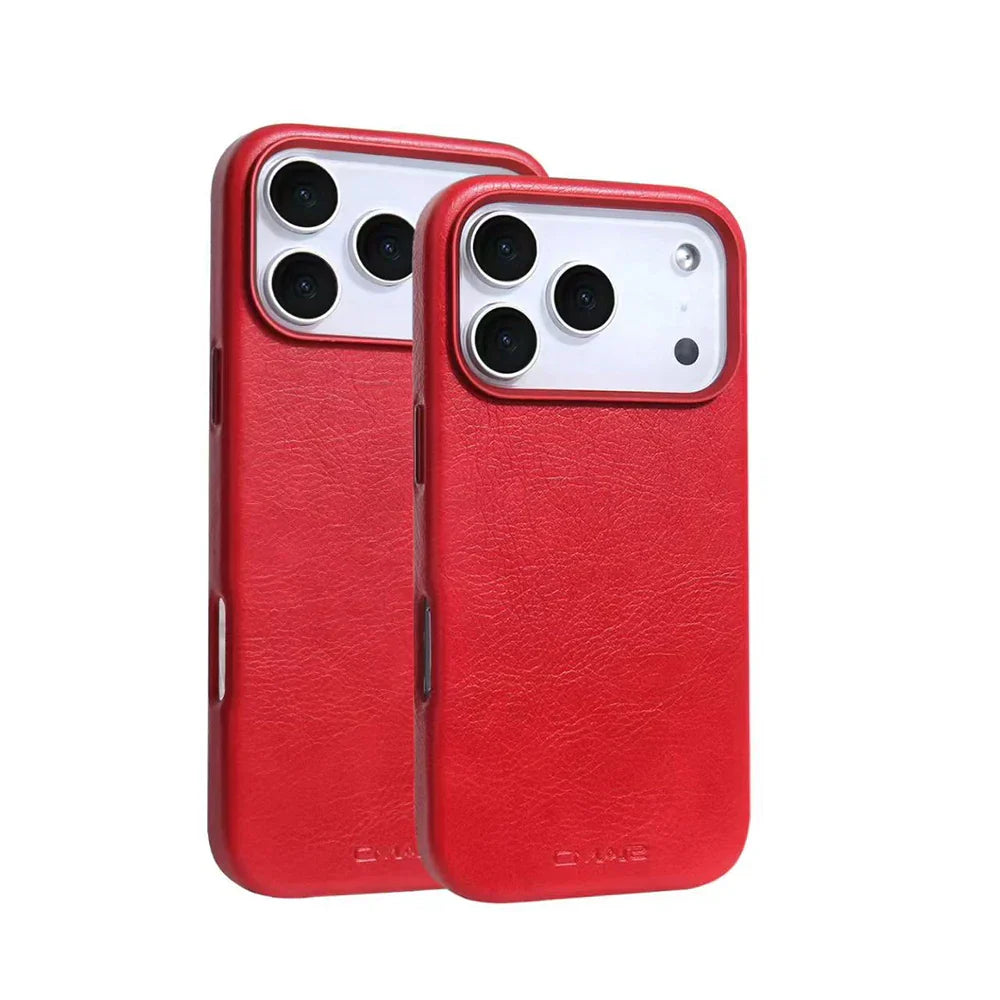 Magnetic Leather Texture MagSafe Phone Case for IPhone 17 16pro Max 15 14 Pro 13 Wireless Charging Alloy Lens Bumper Armor Cover