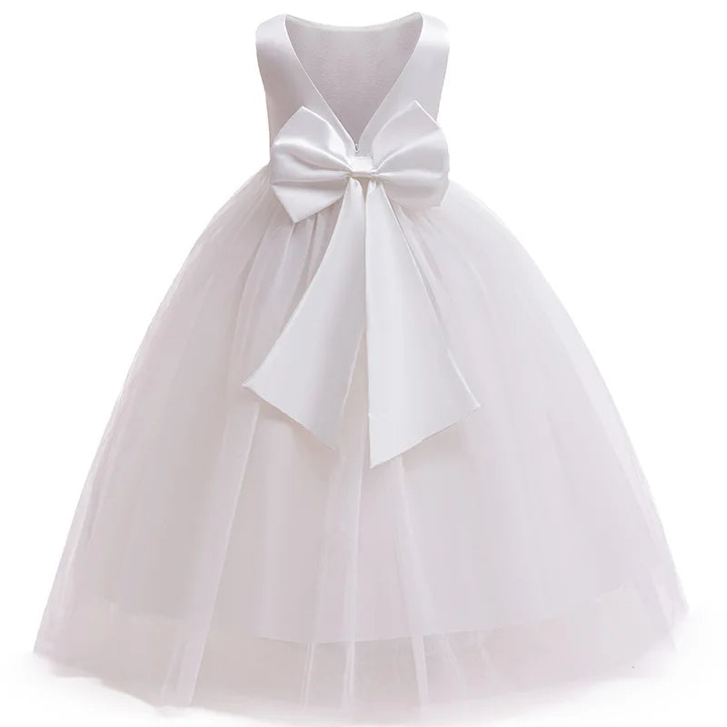 New Luxury Wedding Flower Girl Dress Suitable for Girls Aged 8-12 Dresses V-neck Long sheer Party Costume Carnival Costume
