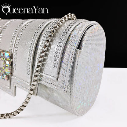 Elegant Noble Party Wedding Shoes And Bag Pointed Toe Decorated With Rhinestone Women Heel Shoes