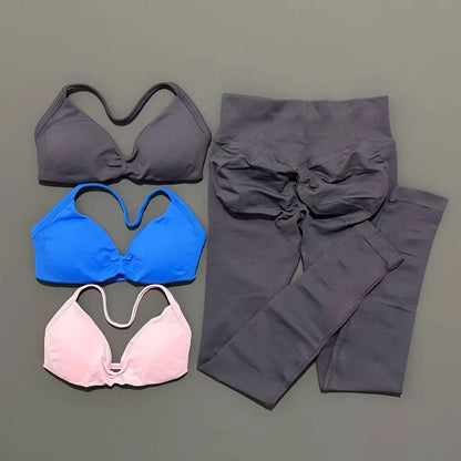 2 Piece Yoga Clothes Women Tracksuit Athletic Wear Pilates Fitness Suit Gym Workout Push Up Clothes Sports Bra Leggings Suit