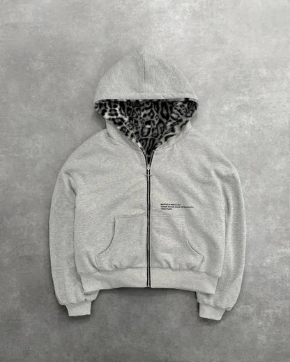 Hip-hop Nova Roupa Dupla Face Harajuku Retro Estampa de Leopardo Moda Solta Zíper Moletom Masculino Street Casual Feminino