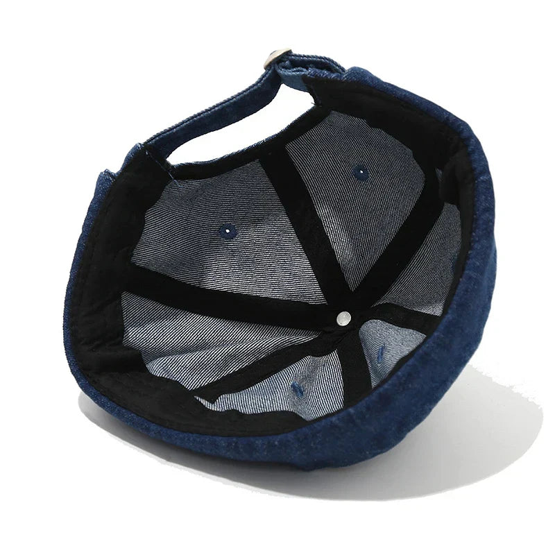 Denim Docker Cap Without Visor Letter Label Brimless Caps Adjustable Solid Color Hats Unisex Adult Retro Hip Hop Street