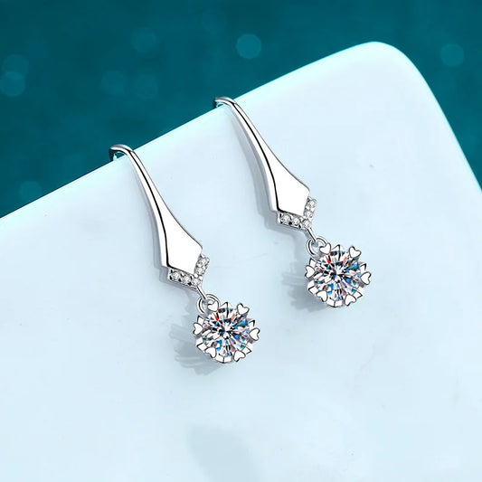 100% Real 0.5-1CT Moissanite Dangle Earring for Women Girls S925 Silver Plated Platinum Diamond Drop Earrings Fine Jewelry