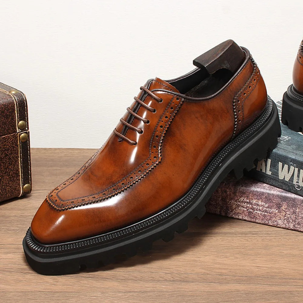 2025 New Men Classic Dress Shoes Genuine Leather Business Casual Formal Sneakers Plus Size Office Wedding Party Oxford Shoes
