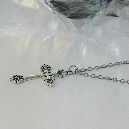 Black Rhinestone Cross Jesus Pendant Choker Necklace for Women Punk Vintage Double Layers Chain Boho Jewelry Fashion Party Gifts