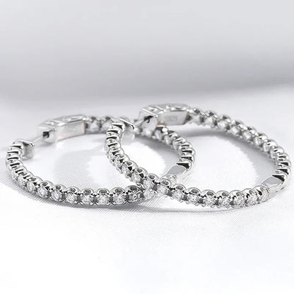 18K Plated 1.74-6.5cttw All Moissanite Hoop Earrings for Women Lab Diamond Jewelry 100% 925 Sterling Silver Earring