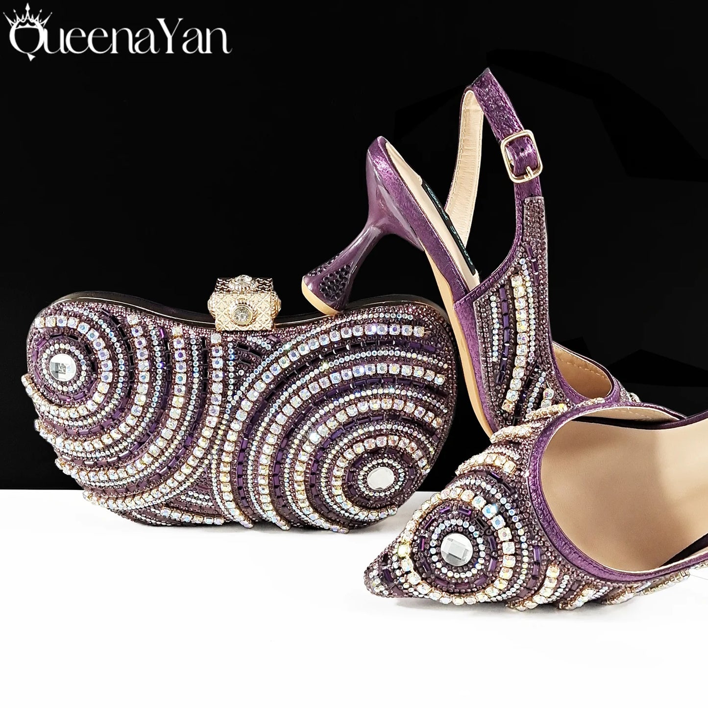 Elegant Nigerian Women's Royal Blue Only Shoes or with Rhinestone Handbag Set - Italian Design for Weddings