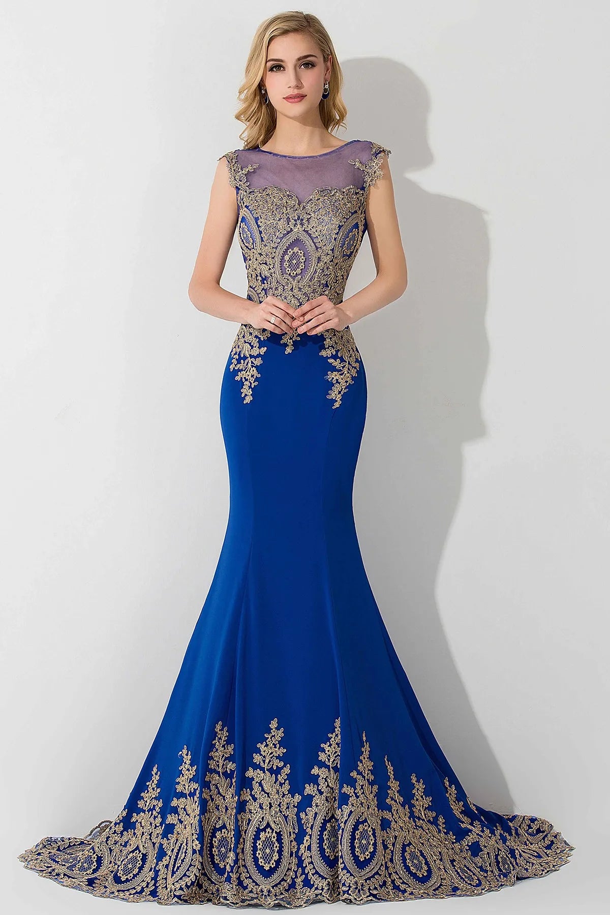 Vestidos de Baile Sereia de Renda Transparente, Luxuosos Apliques, Bordados, Missangas, Vestidos de Noite Ilusão, Vestido de Festa Longo